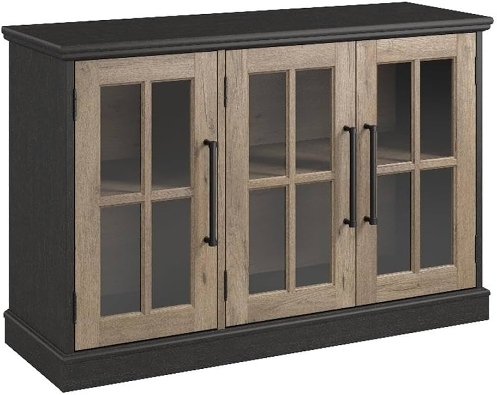Bush Furniture Westbrook 46W Sideboard Cabinet with Glass Doors in Vintage Black/Restored Tan Hic... | Amazon (US)