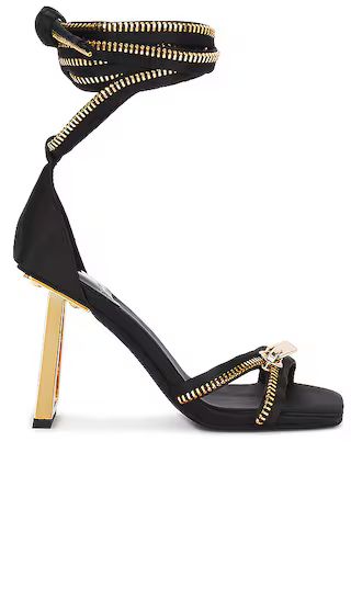 Zipped-Up Sandal in Black & Gold | Revolve Clothing (Global)