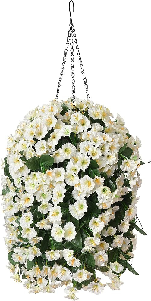 Artificial Silk Hanging Flowers Plants Basket for Spring Summer Outdoor Outside Porch Decoration,... | Amazon (US)