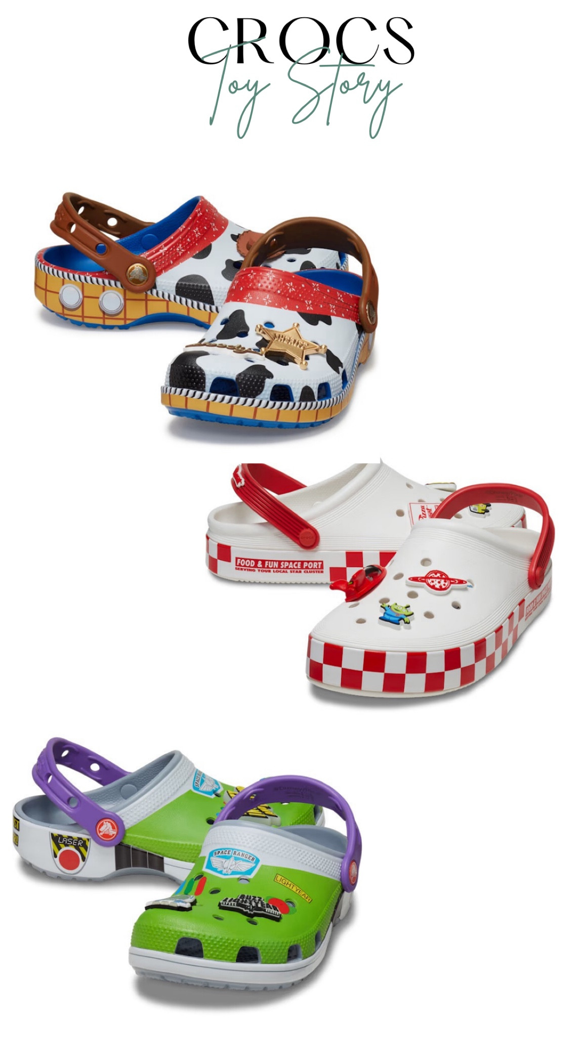Crocs

Toy Story Collection

Buzz. Woody. Pizza Planet. Toy Story. Crocs. Shoes. 

#LTKshoecrush #LTKSeasonal #LTKkids