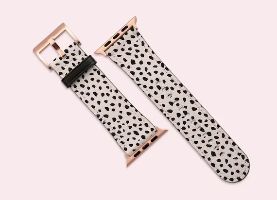 Apple Watch Strap, Black and Nude Animal Dots Band, Classy Dalmatian Cheetah Leopard Spots, Vegan... | Etsy (US)