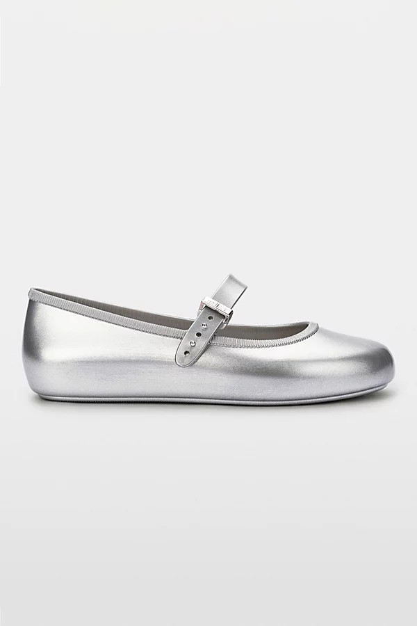 Melissa Soft Jelly Ballerina Flat in Silver, Women's at Urban Outfitters | Urban Outfitters (US and RoW)