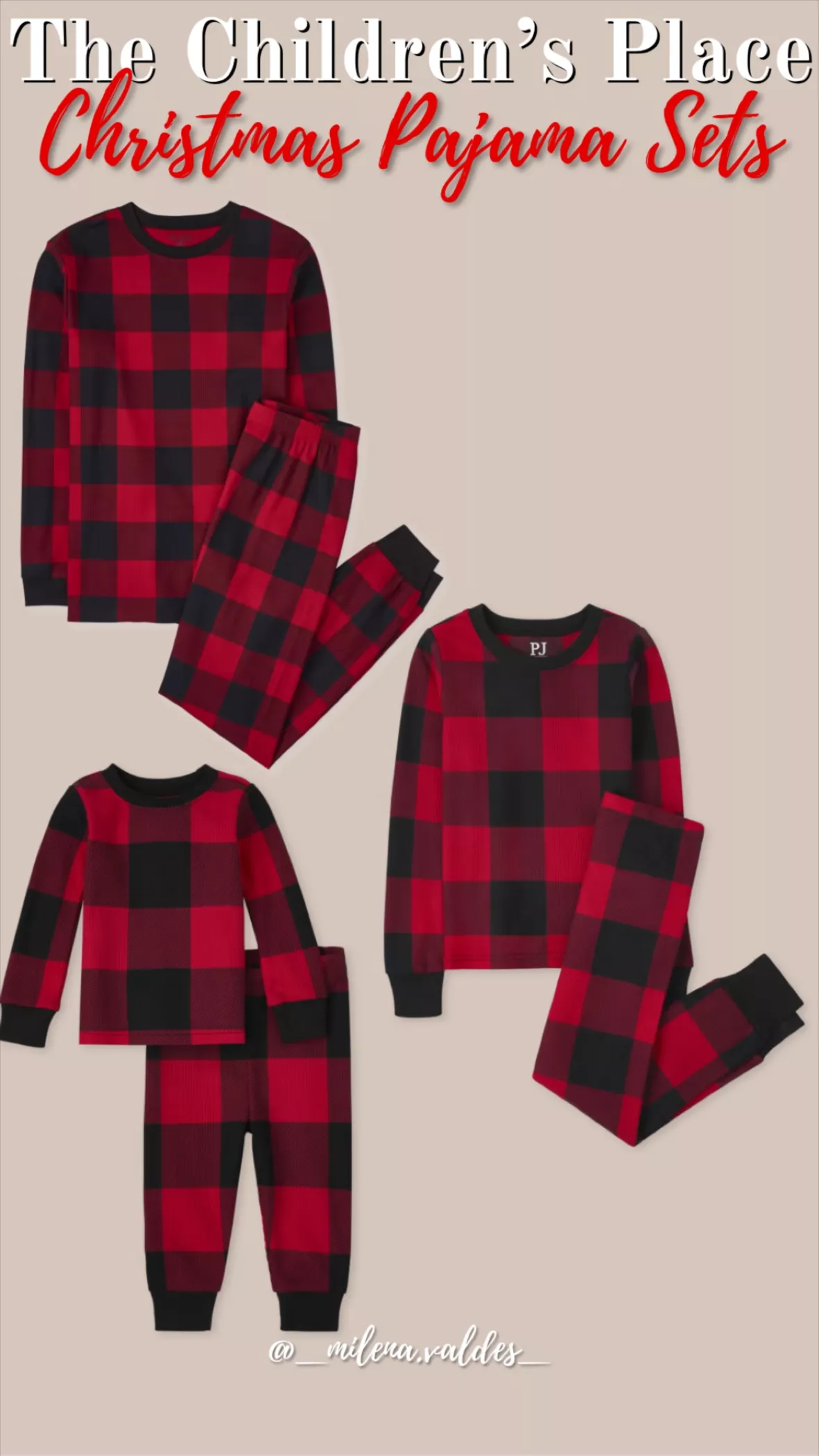 Unisex Adult Matching Family Thermal Buffalo Plaid Cotton Pajamas