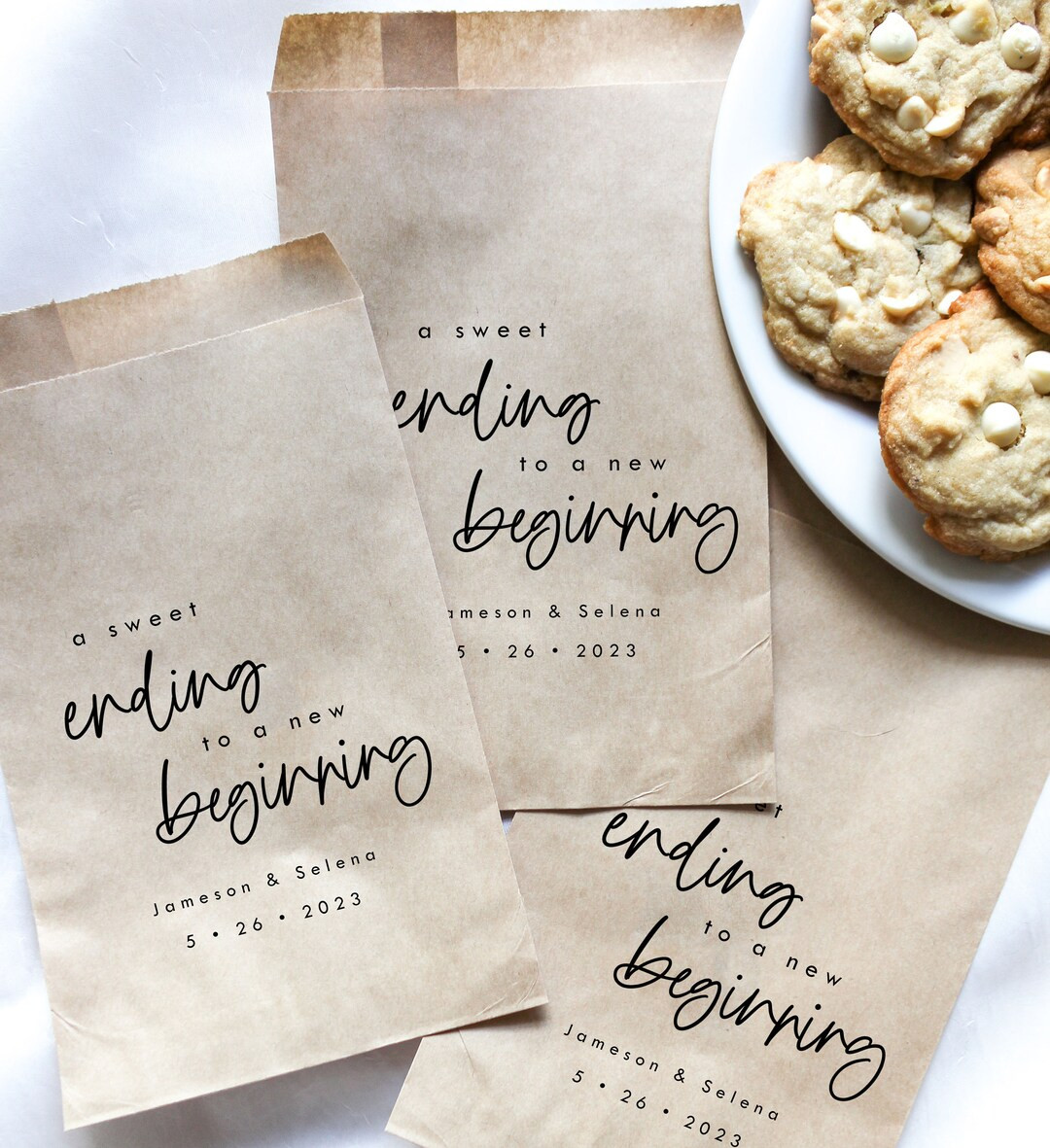 A Sweet Ending to a New Beginning Favor Bag || Personalized wedding favor bag, Cookie bag, Donut ... | Etsy (US)