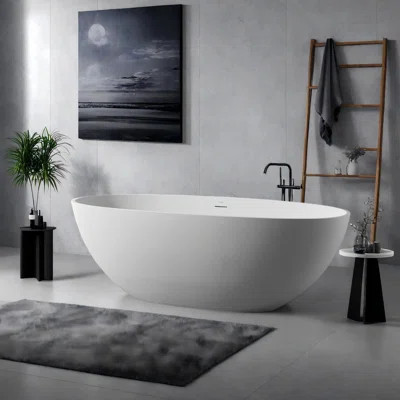 Modern Noir 65-Inch Modern Freestanding Solid Surface Oval BathtubÃ¢â¬â Ergonomic, Cupc Certified, | Wayfair North America