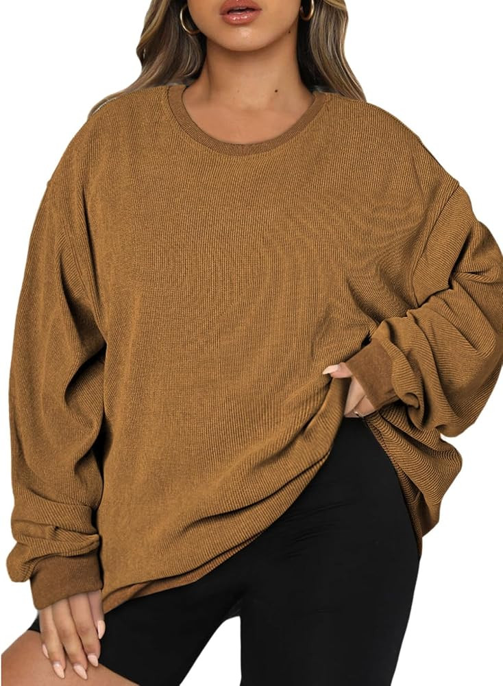 Eytino Women Plus Size Sweatshirts Long Sleeve Crew Neck Casual Oversized Soft Pullover Tops Shir... | Amazon (US)
