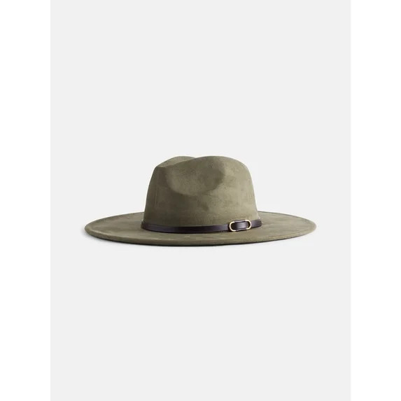 Scenario Women's Faux Suede Fedora with Mix Media Band, Olive | Walmart (US)
