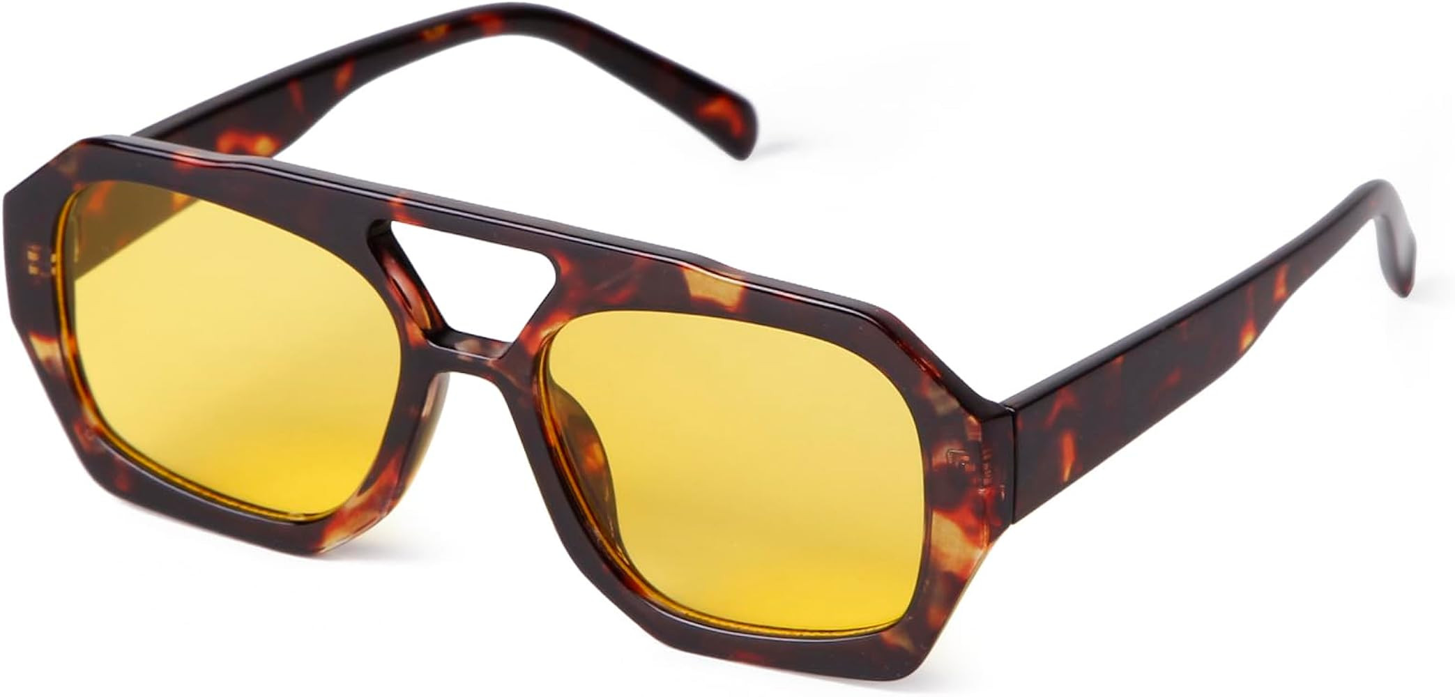 ADE WU Trendy Square Aviator Sunglasses for Women Thick Frame Double Bridge Geometric Sun Glasses | Amazon (US)