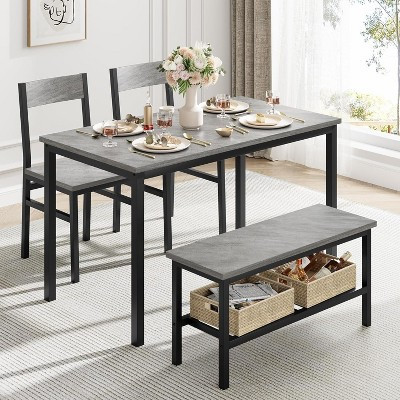 Dining Table and Chairs Set of 4, Dining Room Table Set with Storage Racks, Modern Metal Frame Dining Room Furniture Set, for Kitchen, Gray | Target