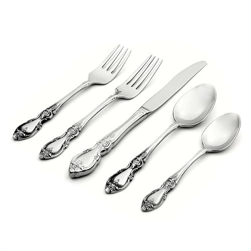 Oneida Louisiana 45 Piece Fine Flatware Set 18/10 Stainless Steel, Service for 8, Silver | Amazon (US)