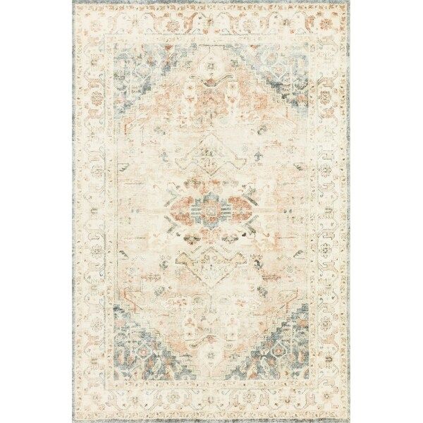 Alexander Home Juliet Ultra-Soft Distressed Framed Persian Rug - 7'6" x 9'6" - Clay / Ivory | Bed Bath & Beyond