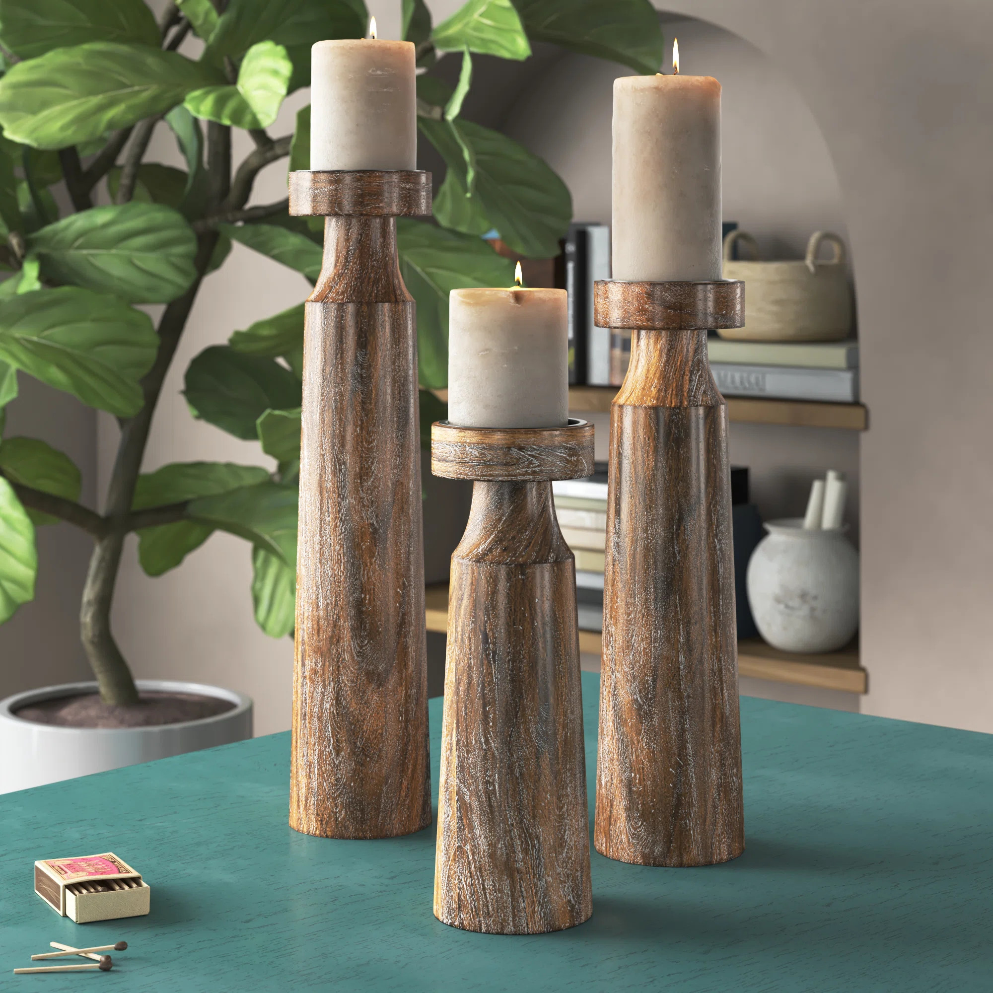 Mistana™ Rustic Cylindrical 3 Piece Candlestick Set & Reviews | Wayfair | Wayfair North America