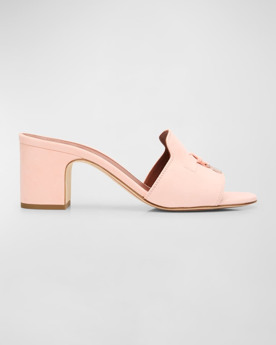 Loro Piana Suede Charm Slide Mules | Neiman Marcus