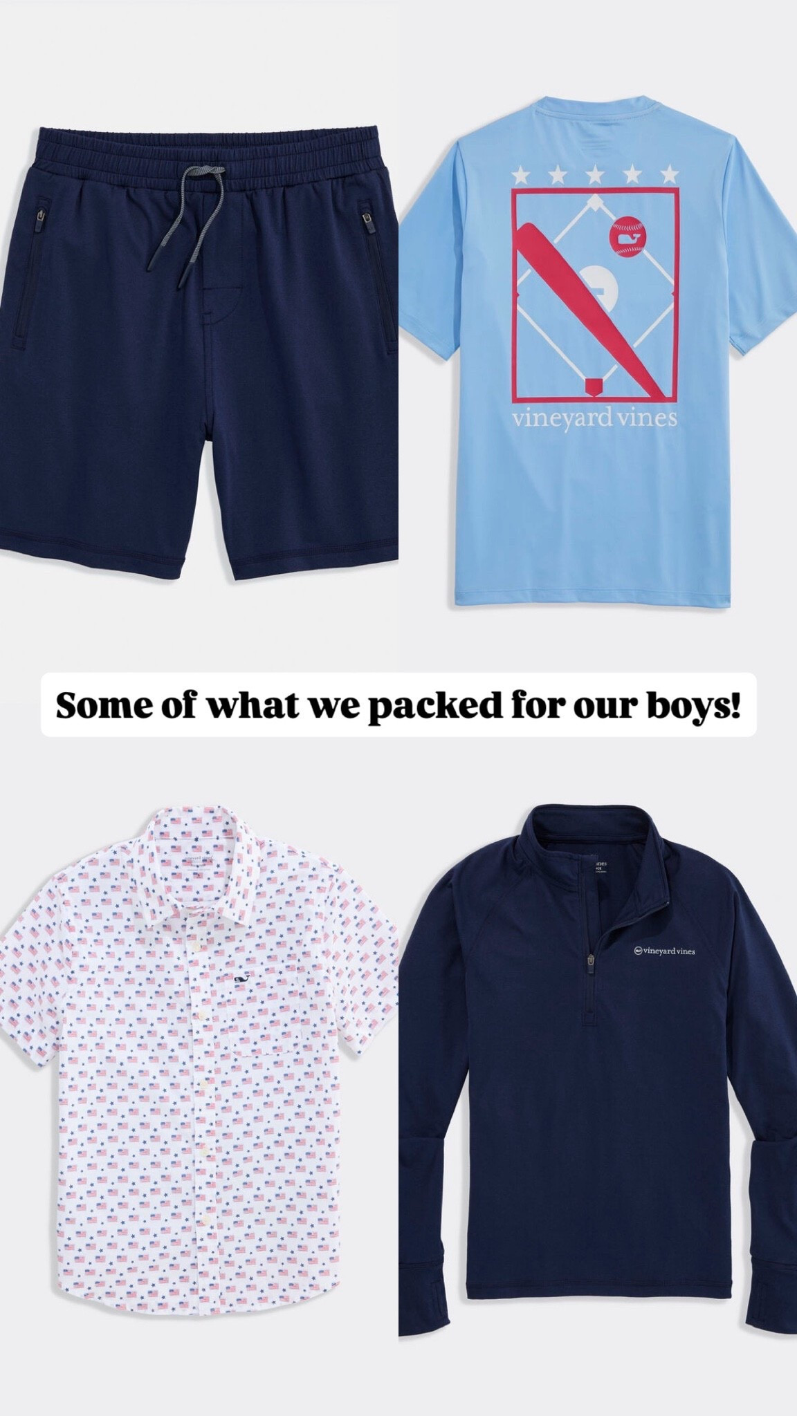 My kids love the performance pieces from vineyard vines! They live in these shorts and t-shirts (both quick-dry fabrics). This performance pullover was perfect for cooler mornings when hiking in Zion. American flag cotton button-ups were great for dinner!

#LTKKids #LTKTravel #LTKootd