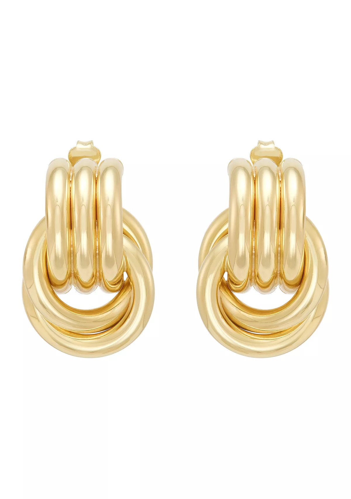 Sterling Silver/10K Yellow Gold Bonded Doorknocker Stud Earrings | Belk