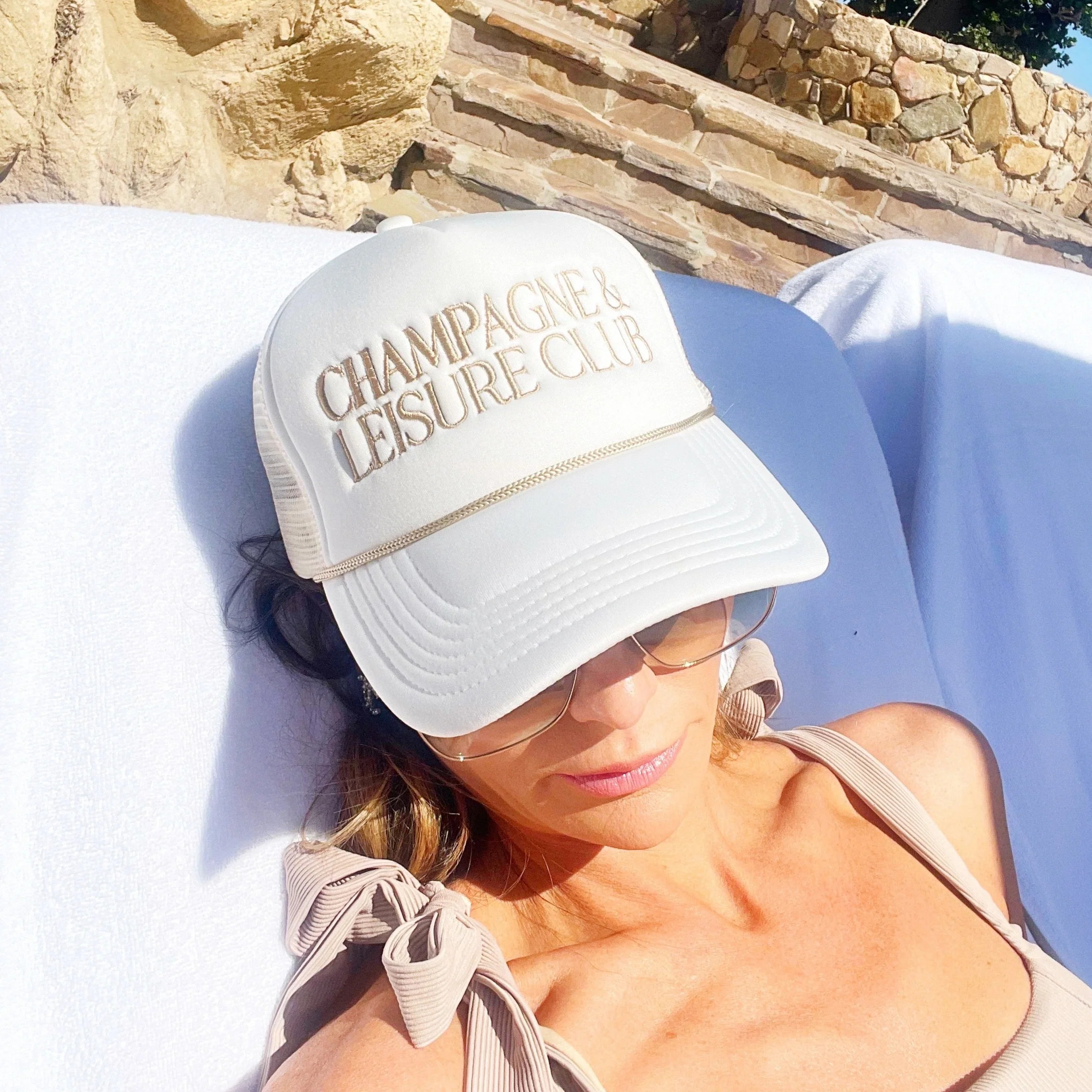 Champagne & Leisure Club Trucker Hats | Poppy & Pine