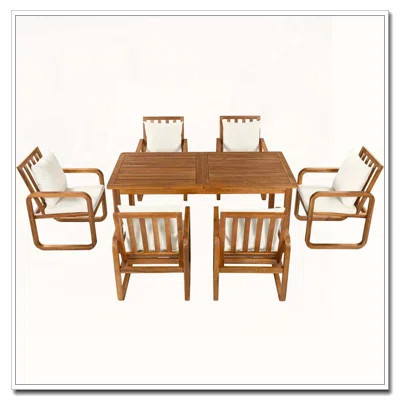 7 Pieces Patio Dining Set Outdoor Dining Table and Chairs Stylish Outdoor Furniture Set | Wayfair North America