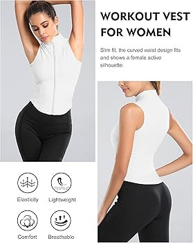 Flygo Women's Full Zip Sleeveless Workout Yoga Active Jacket Vest Golf Shirts | Amazon (US)