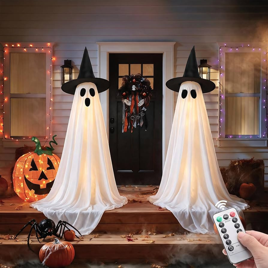 Halloween Ghost Decorations, 2 Pack 5FT Lighted Ghosts with Remote | Amazon (US)