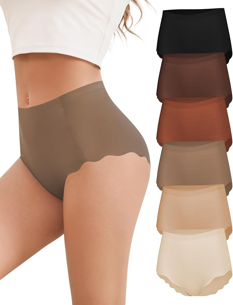 Cevapro Seamless Underwear for Women, High Waisted Women's Panties with Wave Edge No Show Full Co... | Amazon (US)
