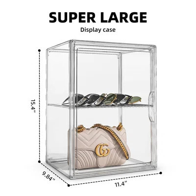 Purse Storage Organizer For Closet 3 Packs Clear Handbag Storage Organizer Acrylic Display Case With Adjustable Divider For Collectibles, Stackable Ba | Wayfair North America