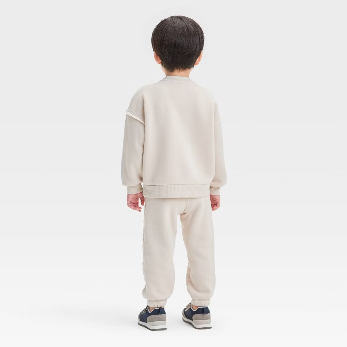 Grayson Mini Toddler Boys' West Coast Fleece Crewneck and Jogger Pants Set- Beige 12M | Target