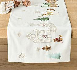 Gingerbread Train Embroidered Table Runner | Pottery Barn (US)