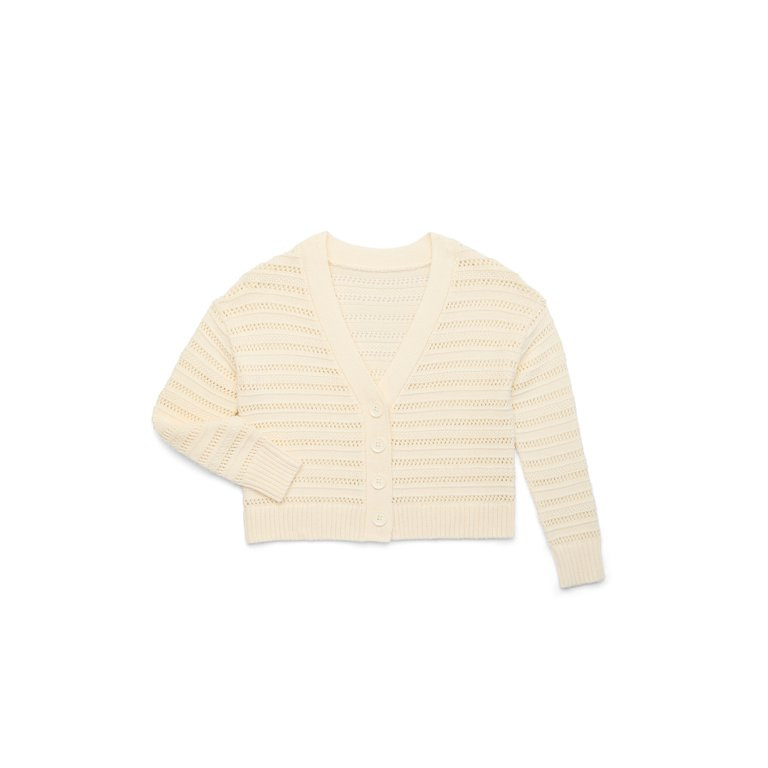 Wonder Nation Girls Long Sleeve Button Down Cardigan, Sizes 4-18 & Plus | Walmart (US)