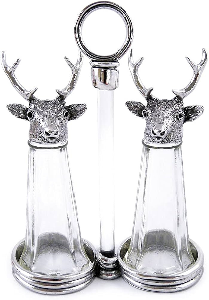Stags/Deer/Bucks Pewter and Glass Salt & Pepper Shakers, Made in the USA | Amazon (US)