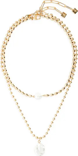 Set of 2 Cultured Pearl Ball Chain Necklaces | Nordstrom