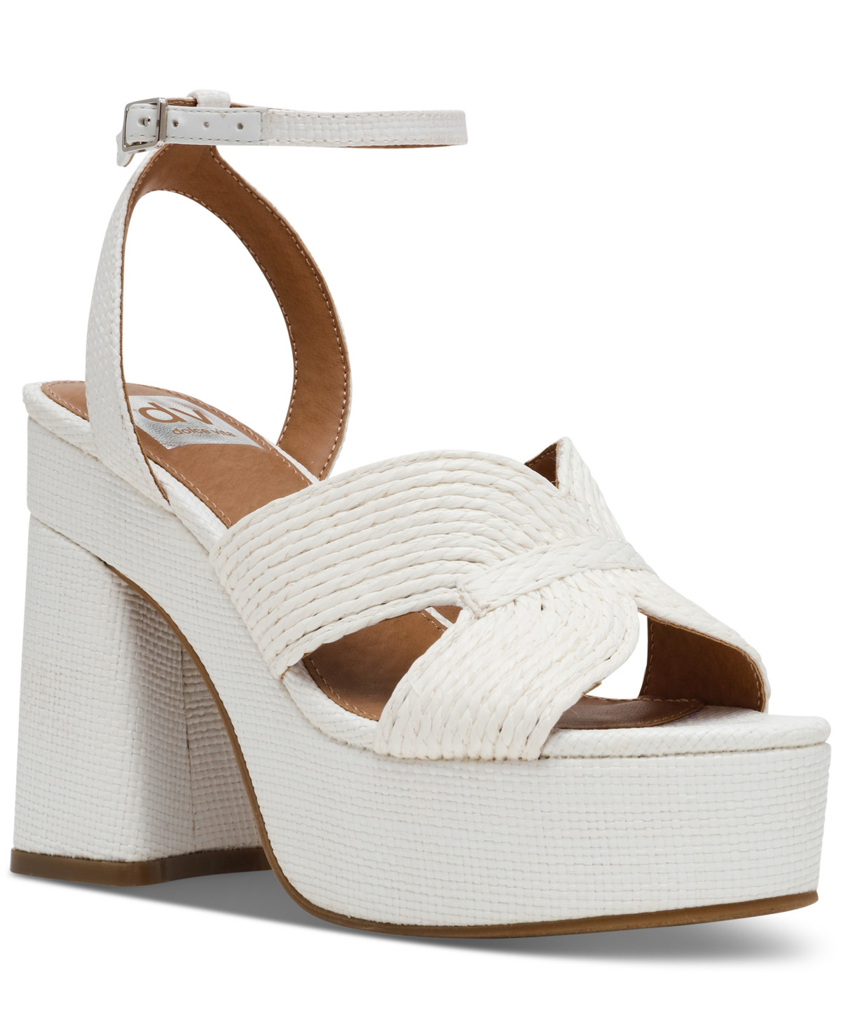 Dv Dolce Vita Women's Waylan Raffia Platform Crossband Dress Sandals - White Raffia | Macy's