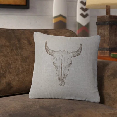 Lansdown Bull Skull Throw Pillow Union Rustic Color: Gray | Wayfair North America