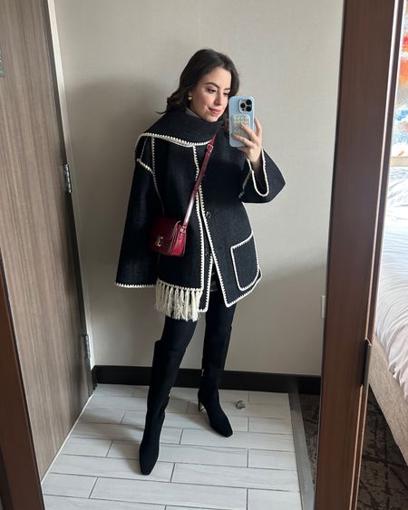 New York Day 1 outfit! LOVING this coat, definitely a splurge, but the quality, the design, everything is amazing. Wearing size 0

My boots are sooo comfortable! Run true to size. My bag is Celine Triomphe Teen size, but I linked a similar style in the same color

#LTKtravel #LTKstyletip