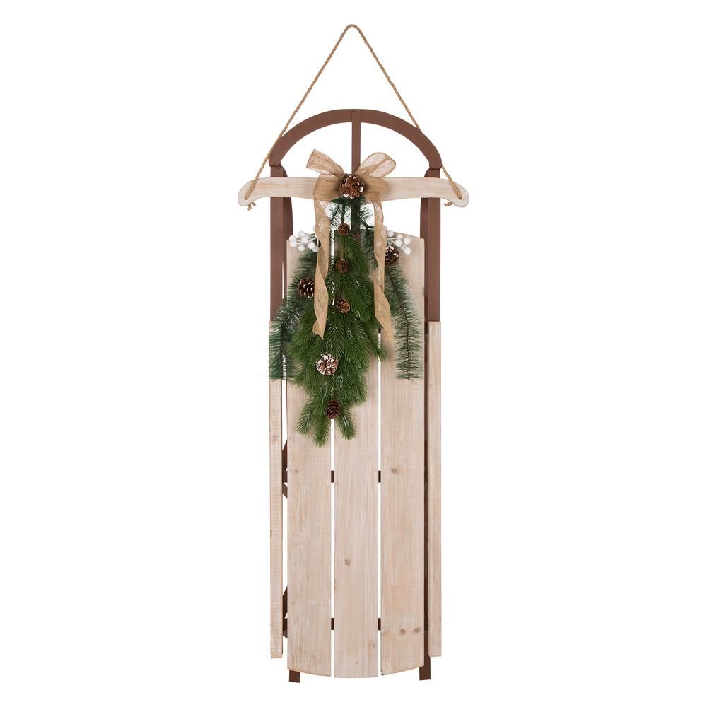 Glitzhome 38.00 in. H Wooden Sleigh Porch Sign-1103203404 - The Home Depot | The Home Depot