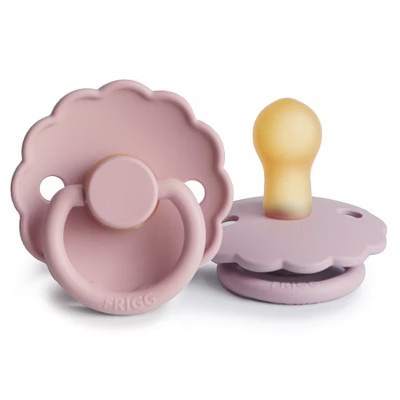 FRIGG Daisy Natural Rubber Pacifier 2-Pack Baby Pink/Soft Lilac 0-6 months | Target