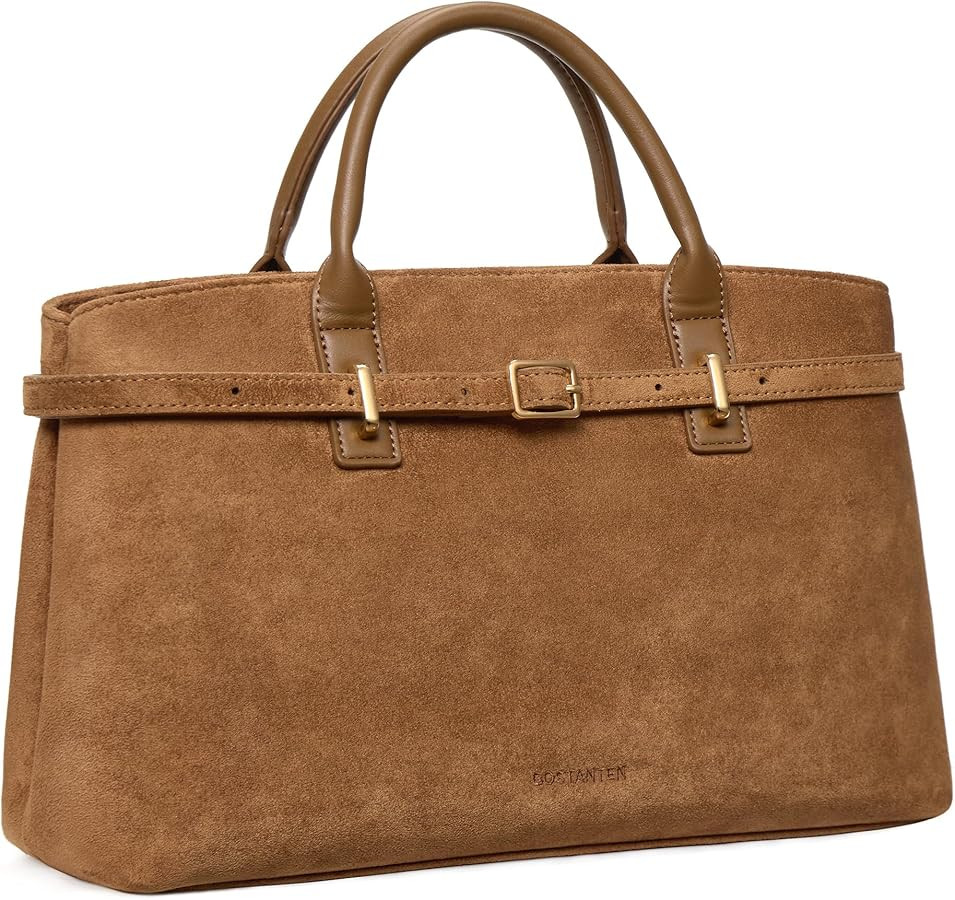 BOSTANTEN Soft Structured Satchel Bag for Women Medium Work Tote Handbag | Amazon (US)
