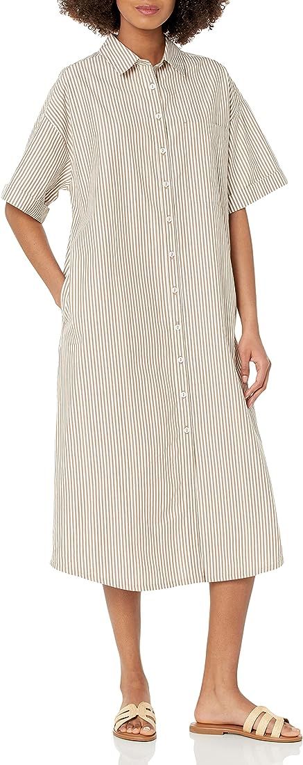 The Drop Women's Marla Drop-Shoulder Short-Sleeve Midi Shirt Dress | Amazon (US)