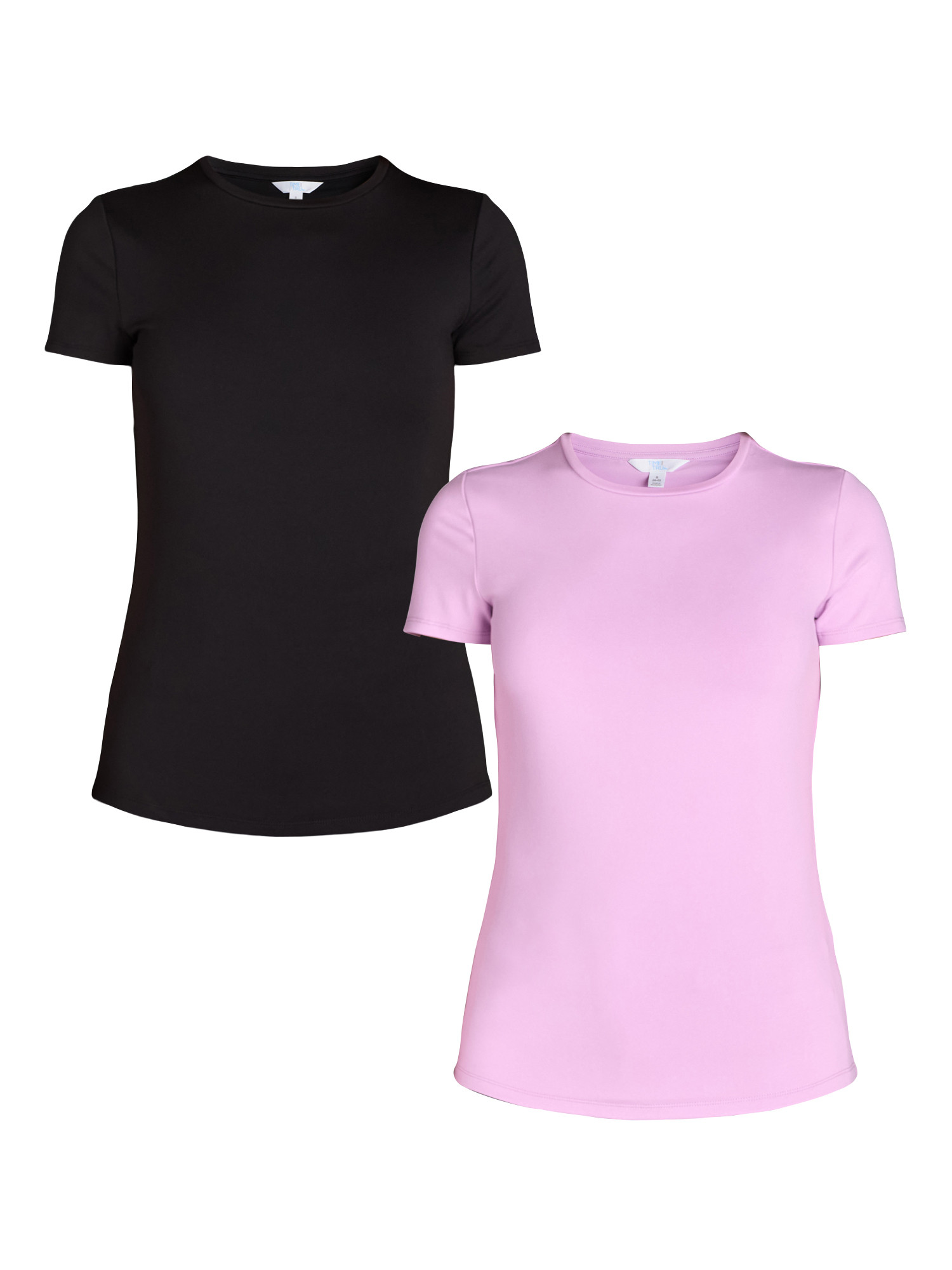 Time and Tru Women's Smoothing Tee with Short Sleeves, 2-Pack, Sizes XS-XXXL - Walmart.com | Walmart (US)