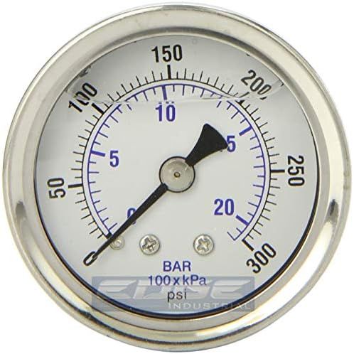 Stainless Steel Liquid Filled Pressure GAUGE, Back Mount 1/8" NPT, 1.5" FACE DIAL, WOG Rated (0-300  | Amazon (US)