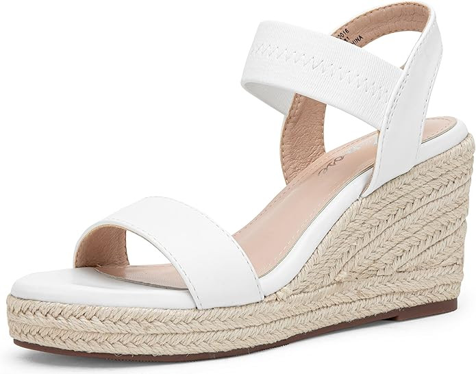 Vepose Women's 881 Wedge Sandals Elastic Ankle Strap Espadrilles Platform Open Toe High Heel Stre... | Amazon (US)