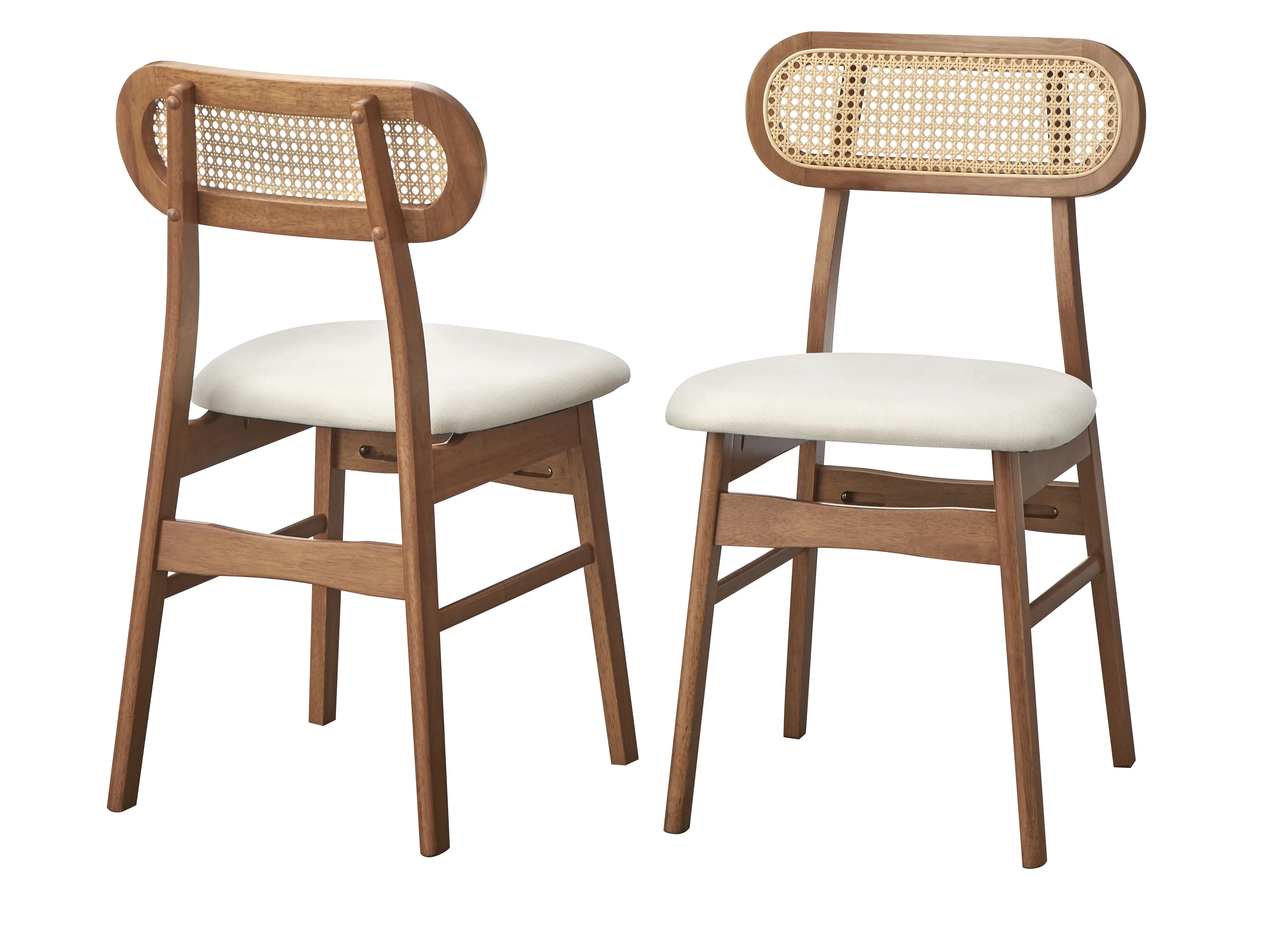 TMS Rika Cane Back Dining Chair (Set of 2), Light Walnut/Beige | Walmart (US)