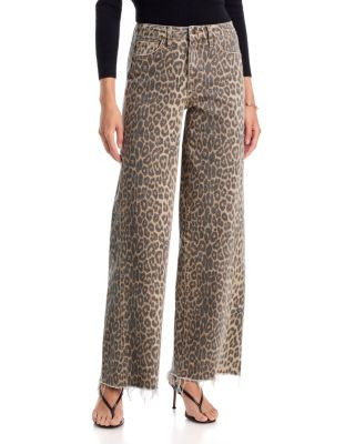 Vervet High Rise Twisted Seam Leopard Print Wide Leg Jeans in Brown | Bloomingdale's (US)