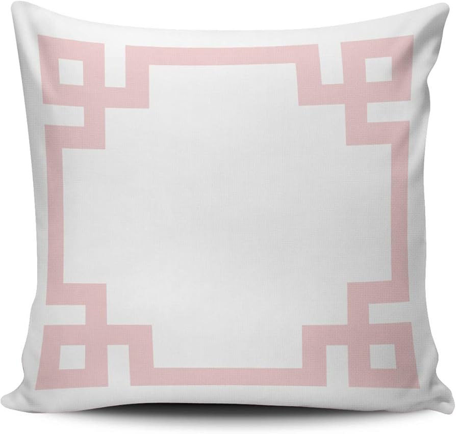 ANLIPU Personalized Decorative Pillowcases Greek Key Border White and Light Pink Throw Pillow Cov... | Amazon (US)