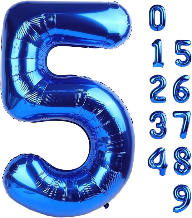 5 Balloon Numbers 40 Inch Blue Birthday Decorations for 5th Boys Girls, Self Inflating Big Navy N... | Amazon (US)