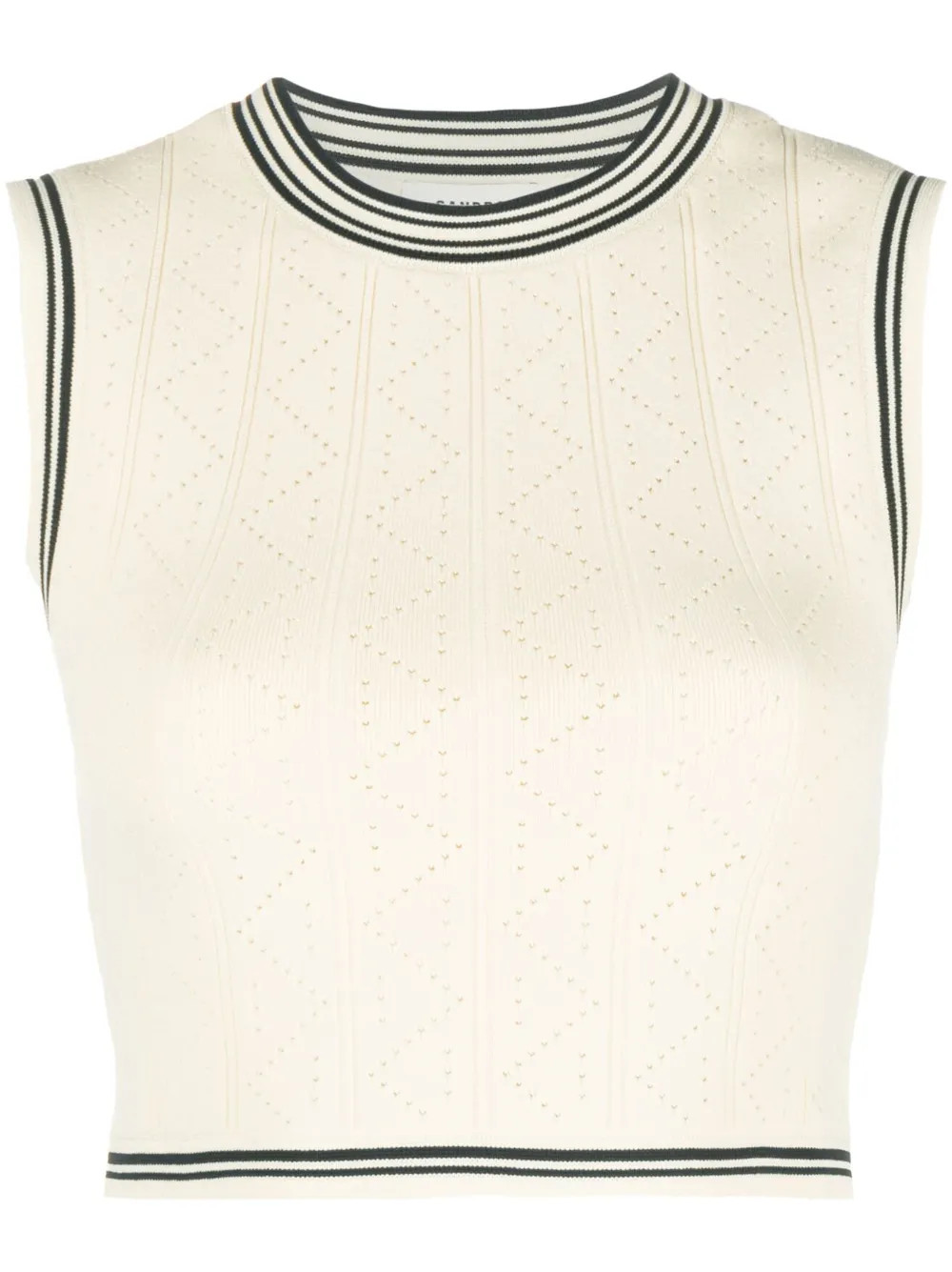 SANDRO Knitted Cropped Tank Top - Farfetch | Farfetch Global