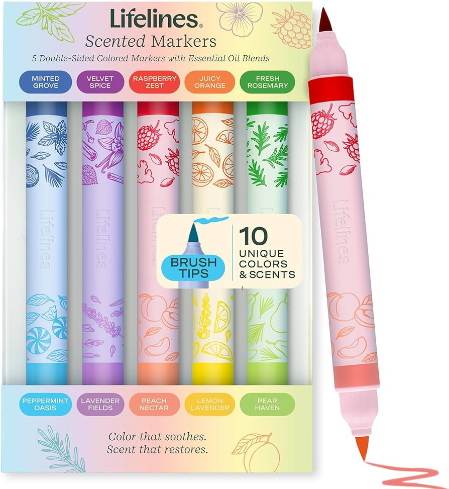 Lifelines Scented Colored Markers, 5 Double-Sided Markers with 10 Colors & Scents - Color Marker ... | Amazon (US)