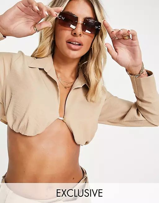 ASYOU underbust cropped shirt in butter | ASOS (Global)