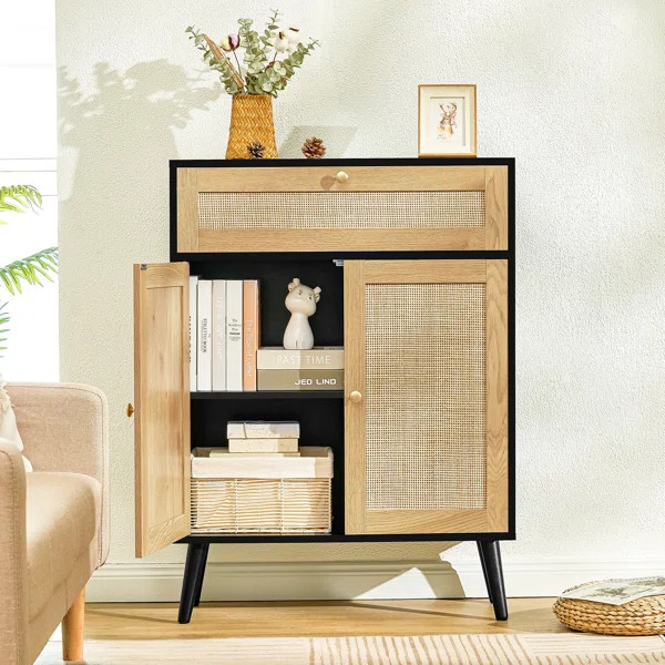 Aamaya 39.4'' Rattan Cabinet with Drawer & Adjustable Shelf | Wayfair North America
