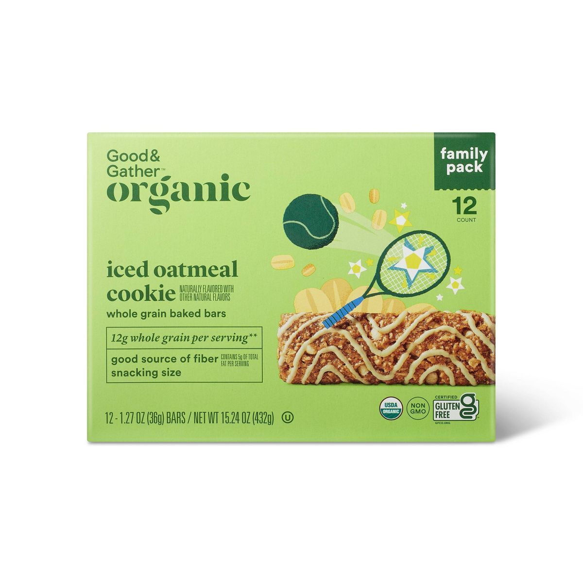 Organic Iced Oatmeal Cookie Whole Grain Baked Bar - 15.25oz/12ct - Good & Gather™ | Target