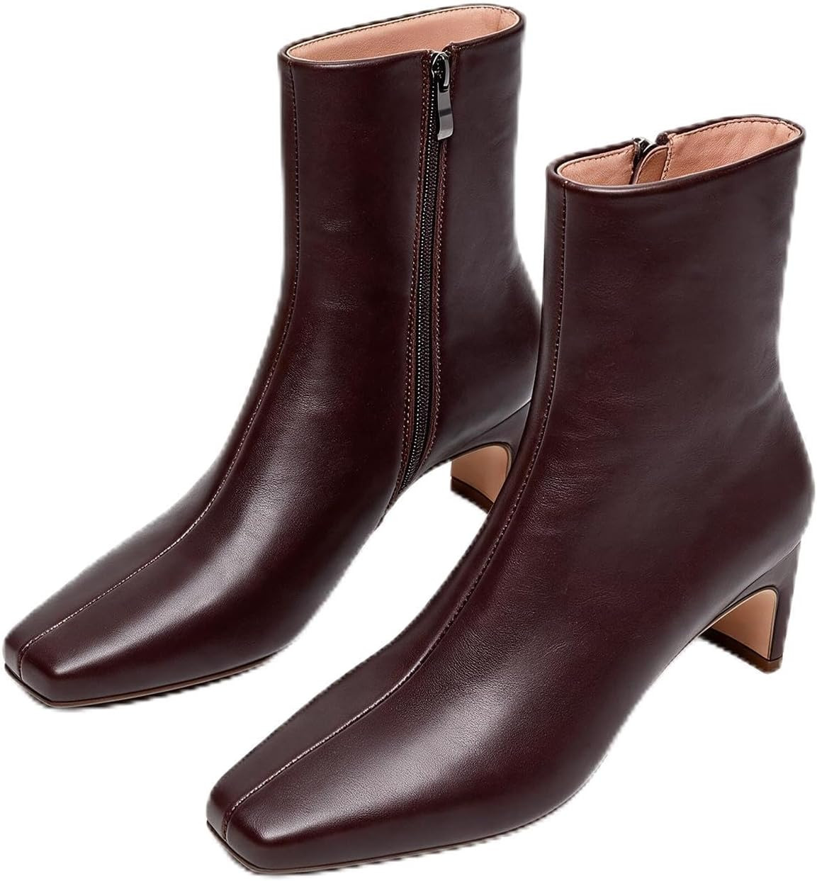 Black Ankle Boots for Women Square Toe Chunky Bolck Heel Booties | Amazon (US)